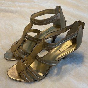 Tan & gold Alfani heels- Size 6- only worn twice!